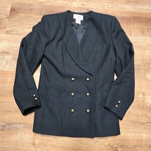 🇺🇸Vintage Worthington Black Double-Breasted Blazer with Gold Buttons Size 8